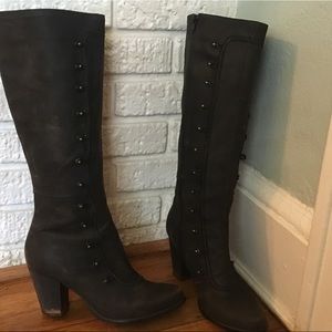 Studded black leather boots, joyfolie brand